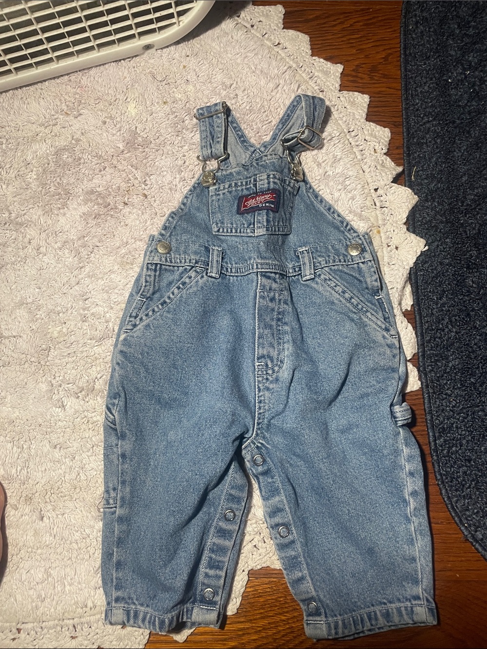 Old Navy Baby Light Blue Denim Overalls with Brass Hardware